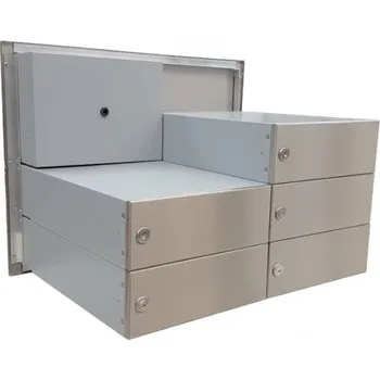 Poštovní schránka 5x poštovní schránka B-042 k zazdění do sloupku + čelní deska s 5x zvonkem a přípravou pro HM - NEREZ / šedá