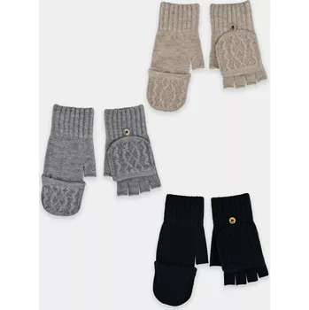 Rukavice Dámské pletené rukavice RZ094 - 21 cm / šedý melír