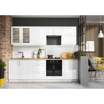 Kuchyňská linka Artstolk Kuchyňská linka NATALIA | bílý lesk 260 cm