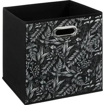 Úložný box Skládací látková krabice 31x31 cm do regálu Decor černá s rostlinným motivem 5five