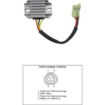 Elektroinstalace pro motocykl DZE REGULÁTOR NAPĚTÍ SUZUKI RMZ 250 '10-'17; 450 '08-'17 (32800-28H00) (12A)