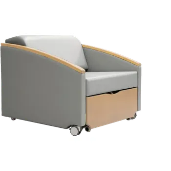 Sedací souprava SALZA WOOD rozkládací křeslo, šířka 860 mm, koženka šedá