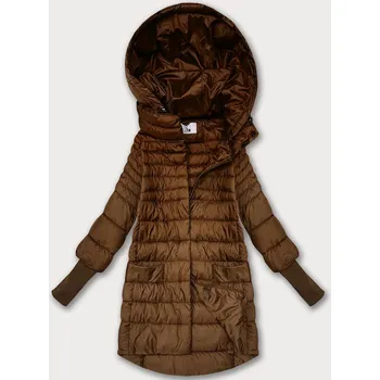 Dámská bunda Dámská bunda v karamelové barvě pro přechodné období s úpletovými stahovacími lemy (1828) odstíny hnědé XXL (44)