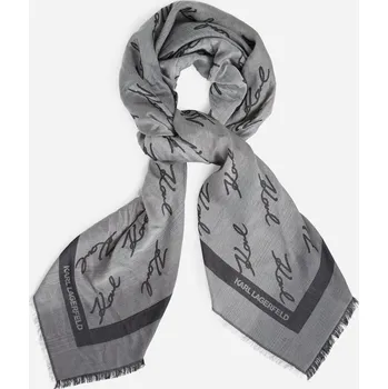 ŠÁTEK KARL LAGERFELD K/MONOGRAM DEGRADE JKRD SCARF BLACK/SILVER
