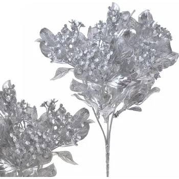 umělá květina Přízdoba Větvička 30cm, stříbrná