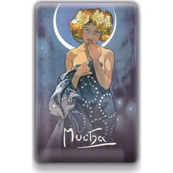 Dekorativní magnet Magnet Alfons Mucha – Luna, 54 × 85 mm