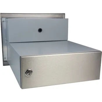 Poštovní schránka 1x poštovní schránka B-04 k zazdění do sloupku + čelní deska s 1x zvonkem a HM TESLA - NEREZ / šedá