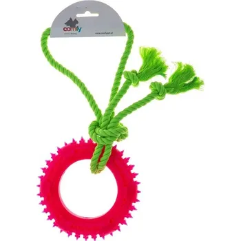 Hračka pro psa Comfy hračka Robbi kroužek - růžový + barevné lano
