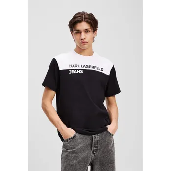 Pánské tričko TRIČKO KARL LAGERFELD JEANS KLJ REG BLOCKED TEE WHITE/BLACK