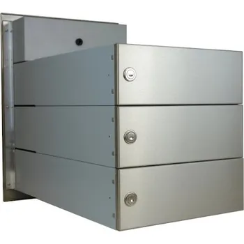 Poštovní schránka 3x poštovní schránka B-042 k zazdění do sloupku + čelní deska s 3x zvonkem a HM TESLA - NEREZ / šedá