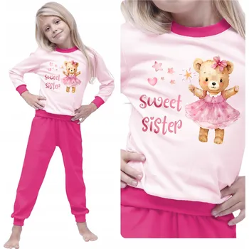 Dívčí pyžamo PYŽAMO PRO DÍVKY SESTŘIČKY S MEDVÍDKEM SWEET SISTER BAVLNĚNÉ 92
