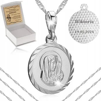 Řetízek SINGAPURSKÝ ŘETÍZEK + MEDAILE PAŠÍ 925 Matka Boží GRAVÍROVÁNÍ Madona