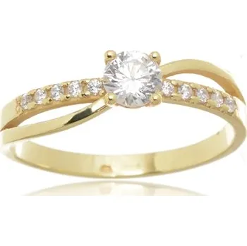 Prsten Dámský stříbrný pozlacený prsten se zirkony STRP0479F