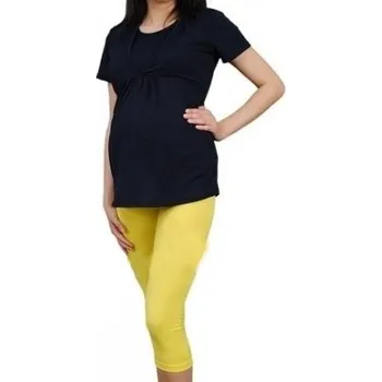 Těhotenský svetr Be MaaMaa Těhotenské barevné legíny 3/4 délky - žlutá, vel. XXL