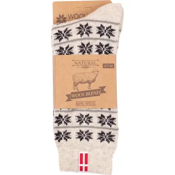 Dámské ponožky WOOLWEAR of Scandinavia Vlněné ponožky White/Black Snowflakes no. 22B 35/38