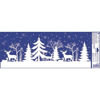 Okenní dekorace Anděl Okenní fólie zimní zvířata, les a hory s glitry 60 x 22,5 cm 291 Typ: 2