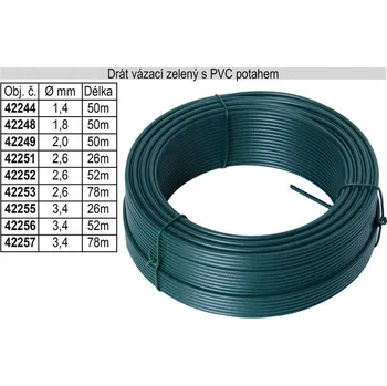Sada nářadí Drát napínací s PVC potahem 2,6mm délka 52m 1.1915 Kg NÁŘADÍ Sklad2 42252 (1.1915 Kg NÁŘADÍ Sklad2 42252)