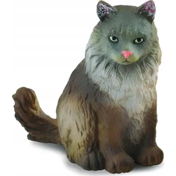 Figurka SOLIDNĚ Vyrobená KOČKA Hračka Norská Lesní Sedící Figurka SKVĚLÁ ZÁBAVA