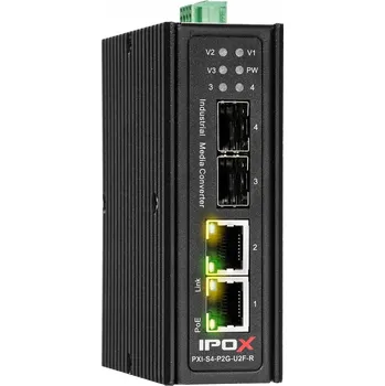 Switch PXI-S4-P2G-U2F-R - Gigabitový průmyslový switch s PoE, 2 porty + 2 SFP