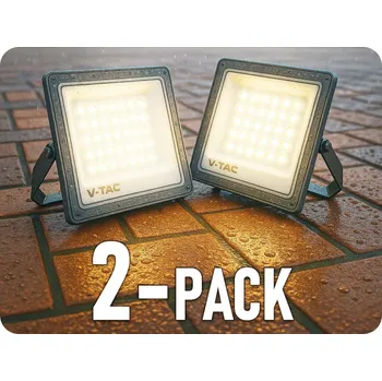 LED REFLEKTOR 50W, 5000lm, IP65, CCT, ZMĚNA BARVY 3000K/4000K/6500K, ŠEDÝ/2-PACK!