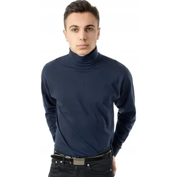 Pánský svetr Imacco Company svetr Elegantní klasický rolák pánský s dlouhým rukávem modrý rolák velikost XL