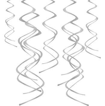 Party dekorace Visící spirály stříbrné 60 cm, 5 ks