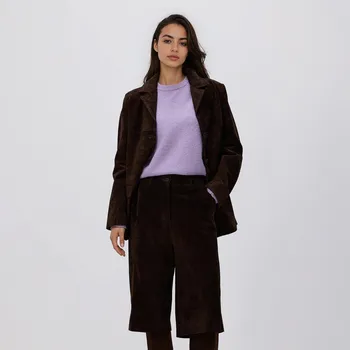 Dámské kalhoty Reserved - Kožené kalhoty - tmavě hnědá - 307FT-89X - 307FT-89X-S