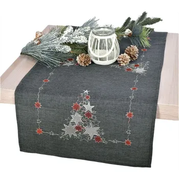 ubrus Ubrus vánoční Stromeček plný hvězdiček šedý cena od - 40 x 90cm