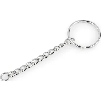 Kroužek na klíče Ø25 mm s řetízkem Balení: 10 ks, Varianta: 1 nikl - 8591149240072