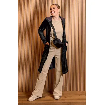 Dámské kalhoty Béžové široké manšestrové dámské kalhoty 317 délka normální velikost XXXL