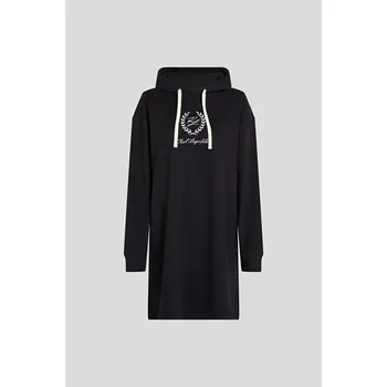 Dámské šaty ŠATY KARL LAGERFELD HOTEL KARL CREST HOODIE DRESS BLACK