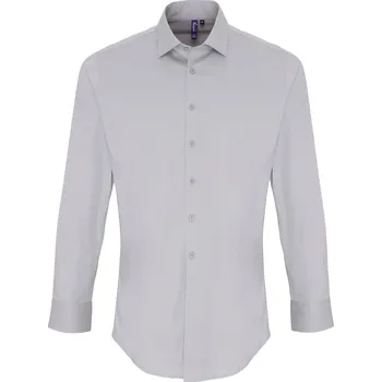 Pánská košile Premier Workwear Pánská bavlněná košile s dlouhým rukávem PR244 Silver -ca. Pantone 428 XL
