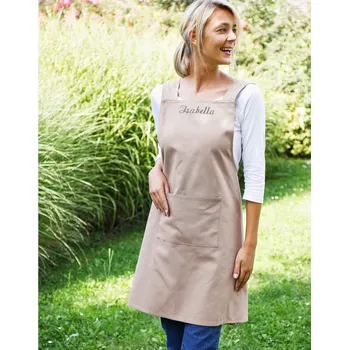 Kuchyňská zástěra Blancheporte Japonská bavlněná zástěra s výšivkou hnědošedá uni