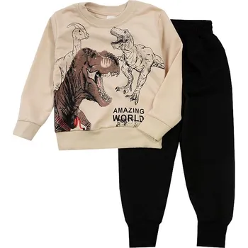 TEPLÁKOVKA CHLAPECKÁ SPORTOVNÍ SOUPRAVA MIKINA DINOZAURI KALHOTY černé 4/5 J621S