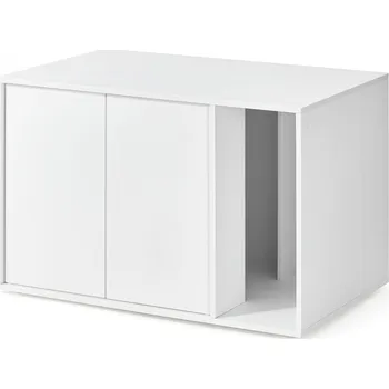 Toaleta pro kočku SONGMICS HOME Kočičí domek, 80x50x53cm, bílý Ohrádka na kočičí stelivo