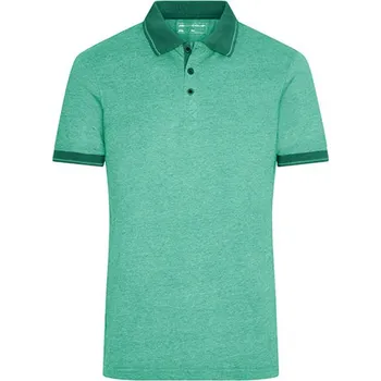 James&amp;Nicholson Pánská polokošile JN706 Green Melange-Dark Green 3XL