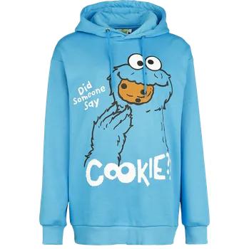 Dámská mikina Mikina s kapucí z Sesame Street - Cookie Monster - Did someone say Cookie?! - Oversize - Ženy - modrá