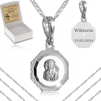 Řetízek KRÁSNÝ STŘÍBRNÝ ŘETÍZEK + MEDAILON 925 DÁREK PRO DÍVKU K PŘIJÍMÁNÍ