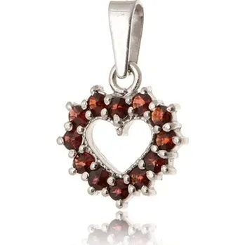 Přívěsek Stříbrný přívěšek srdce s českým granátem STRZ0615F