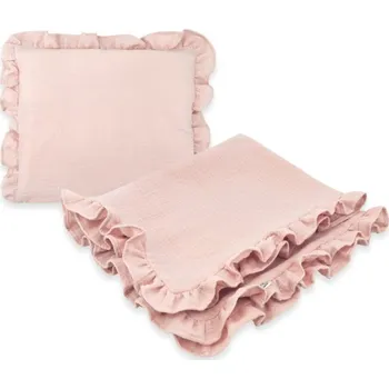 Dětské zboží Luxusní 2D sada Nature - polštářek a deka s volánkem - pudrově růžová