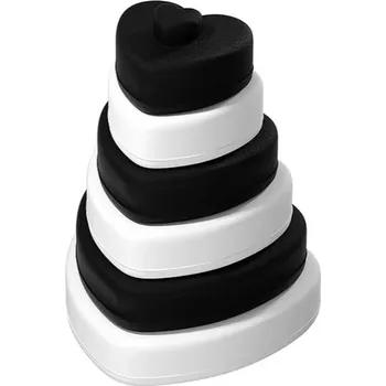 Hračka pro kojence Silikonová edukační věž Srdíčka Black and White