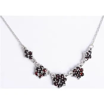 Náhrdelník Dámský stříbrný náhrdelník s českým granátem STNAH047F + Dárek zdarma