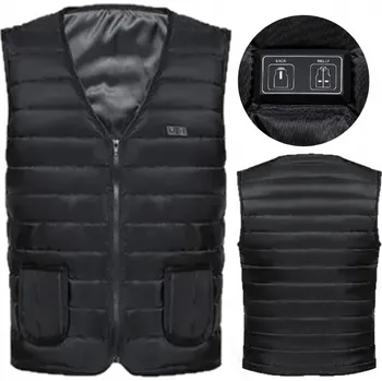 Pánská vesta VYHŘÍVANÁ VESTA USB PROŠÍVANÁ BUNDA BUNDA BEZ RUKÁVŮ ČERNÁ L