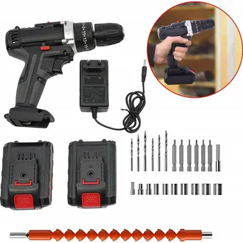 ZAAWANSOWANA WIERTARKA 48V AKUMULÁTOROVÁ VRTACKA S LI-ION BATERIÍ, SADA SE 2 BATERIEMI A LED OSVĚTLENÍM