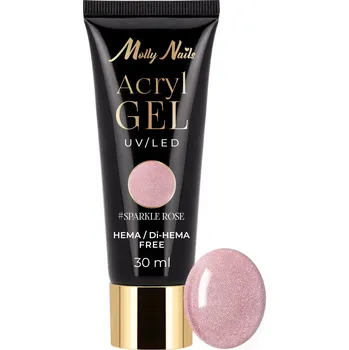 Přípravek na nehty Molly Nails Akrylgel stavební Hema/DiHema free Sparkle Rose 30ml