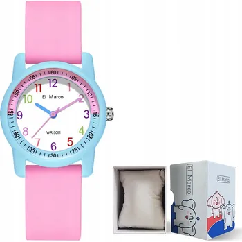Hodinky Dětské analogové hodinky růžové sportovní s gumovým páskem WR50