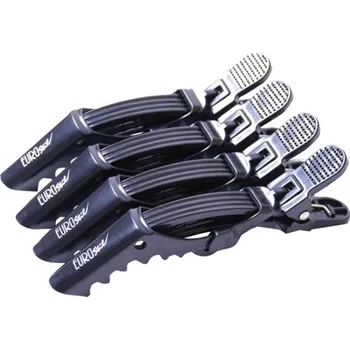 Eurostil Plastové pinety krokodýl do vlasů černé 4ks - délka 11cm