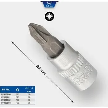 Gola hlavice Brilliant Tools BT020803 Nástrčný ořech s bitem 1/4", s křížovou drážkou PZ, PZ3