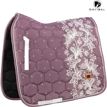 Dotibel podsedlová dečka drezurní NOVA: LILA/ SVĚTLE BÉŽOVÁ KRAJKA