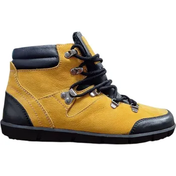 Dámská zimní obuv Wild 017-26017 Dámské celokožené barefoot kotníkové boty hořčicové 39